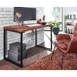 thumbnail of Schreibtisch Sheesham Massivholz / Metall 117x59x76,5 cm Computertisch, Design Bürotisch Klein Dunkel, Laptoptisch