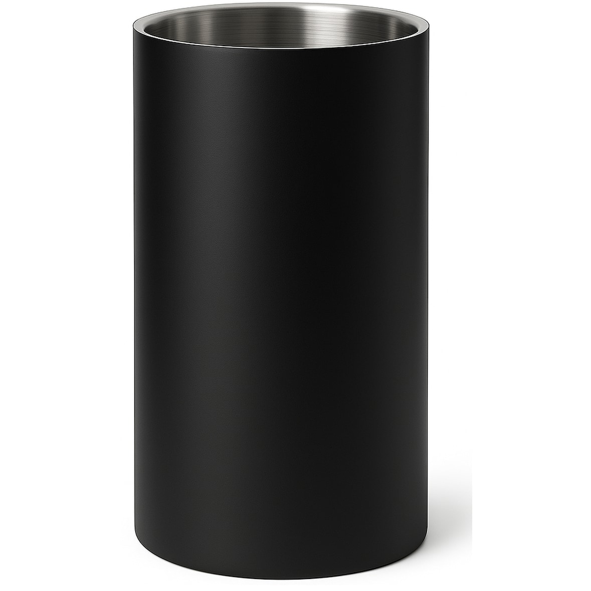 Dubbelwandige RVS Wijnkoeler Zwart – Extra Hoog (Ø 12 × 20 cm) – Isolerende Champagne- & Wijnkoeler voor Flessen Ø 9–10 cm