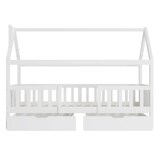 thumbnail of Merax Hausbett Massivholzbett, mit Rausfallschutz,Für Erwachsene,90 x 200 cm, mit zwei Schubladen, Weiß