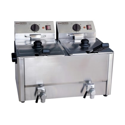 Friteuse électrique double 2 x 8 L, avec robinets de vidange