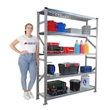 thumbnail of PROREGAL Fachbodenregal PROXIMO Stecksystem | Grundregal | HxBxT 200x150x40cm | 5 Ebenen | Fachlast 130 kg | Beidseitig nutzbar | Verzinkt