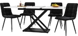 thumbnail of Essgruppe ausziehbar Esstisch mit 4 Samtstühlen 75x160x80 cm Weiß+Schwarz MDF Metall, modernes Set für Küche und Esszimmer