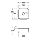 thumbnail of Villeroy&Boch Spülbecken, Küchenspüle Cisterna 50 Stone White 445x445mm, Unterschrankbreite 50cm