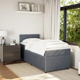 thumbnail of vidaXL Boxspringbett mit Matratze Dunkelgrau 90x200 cm Samt