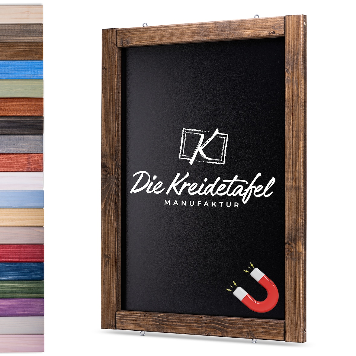 Magnetische Kreidetafel - Magnettafel mit Holzrahmen / Kolonial 60x150cm