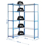 thumbnail of Simoncorner schroefloze metalen rekken 10 legborden. Kleur blauw/wit 1800x1000x400 mm