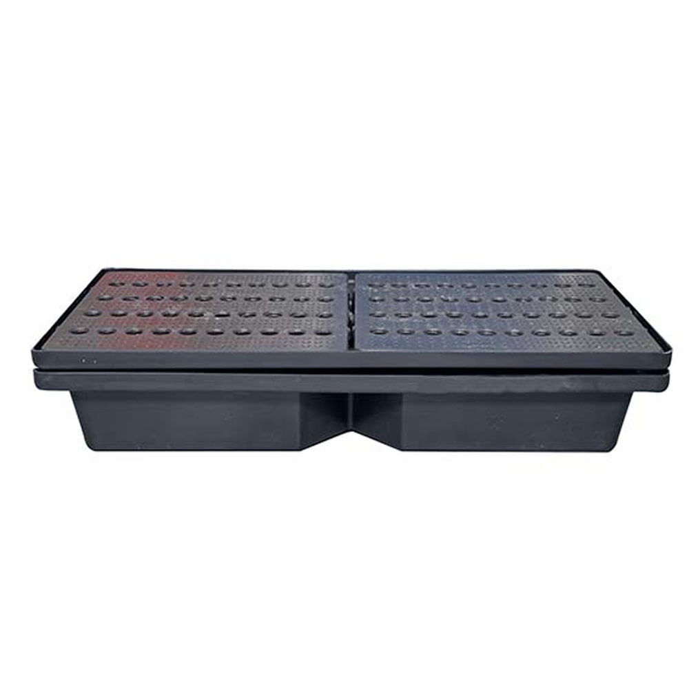 Bac de rétention 70l empilable avec caillebotis - plast'up rotomoulage - GRIS
