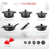thumbnail of Briebe MGK1819 Kochtopf Set Induktions 10-Teilig Aluminiumguss 3 Kochtöpfen  2 Bratpfanne, Schwarz