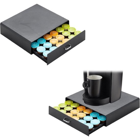 BRASQ Capsulehouder voor Dolce Gusto Capsules - Opbergbox met Lade - 30 Cups - Koffiecups houder Zwart
