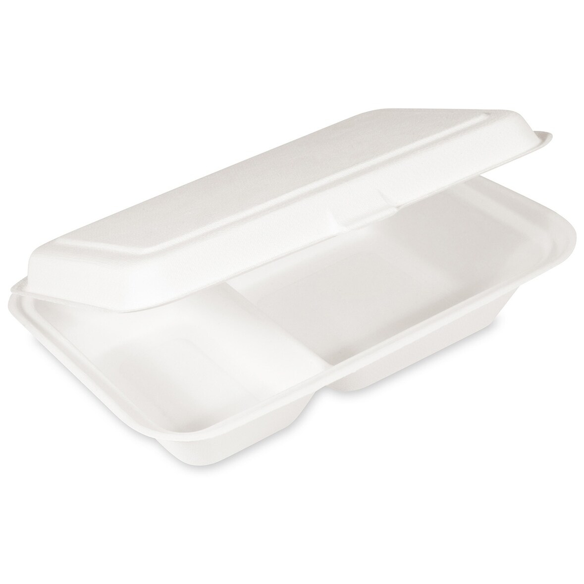 250x Bio Menüboxen Lunch-Boxen 2-geteilt aus Zuckerrohr Bagasse 250x162x63 mm