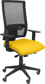 thumbnail of Cadeira Horna e encosto alto em malha respirável com apoio de cabeça e assento estofados em tecido BALI, cor amarela