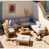 thumbnail of Salon de jardin d'angle modulable - Bois d'acacia - 9 personnes - LEVATA XXL - Lin + Housse BOCARNEA