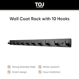 thumbnail of TOJ Living Perchero de pared – 10 ganchos – 67 cm – acero inoxidable – negro mate – colgador