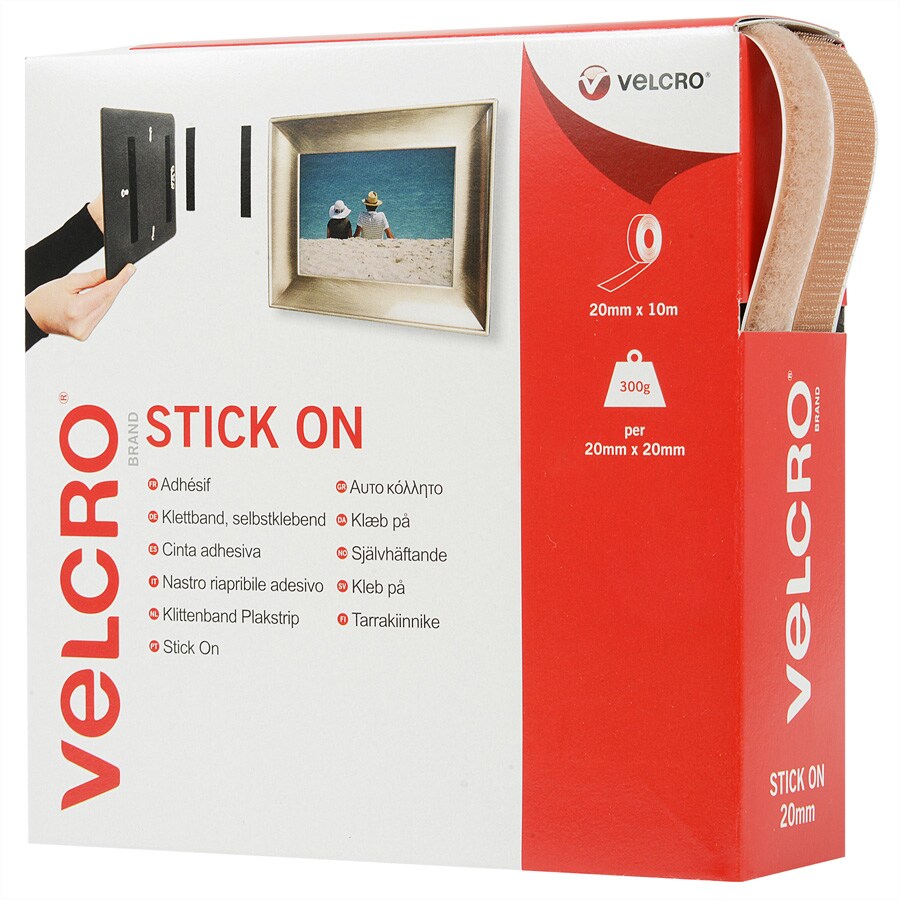 VELCRO® Klettband Selbstklebend Haken & Flausch 20mm x 10m Beige
