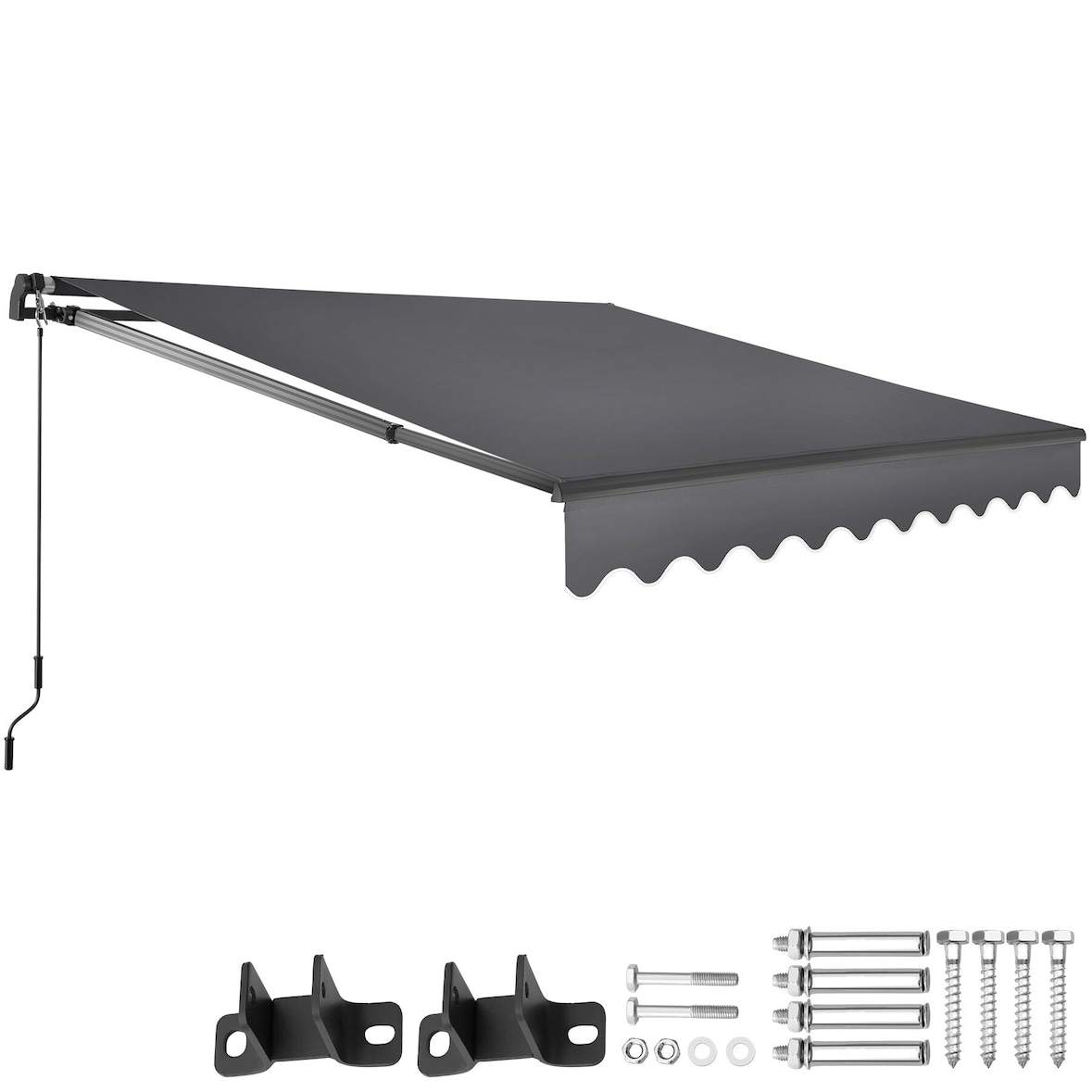 tectake Toldo con brazo articulado ORNELLA con soporte de pared - 250 x 200 cm gris oscuro