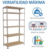 thumbnail of Étagère metallique sans vis Maderclick 6 plateaux de 150 kgs par plateau couleur GALVA/BOIS 2500x800x300 mm (haut x largeur x profondeur)