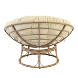 thumbnail of Fauteuil en acier et rotin synthétique avec coussin blanc