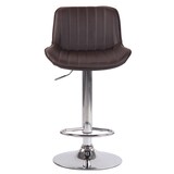 thumbnail of Décoshop26 - Barkruk/hoge stoel x1 in bruin PVC met verticale stiksels en verchroomd metalen frame 10_0005093