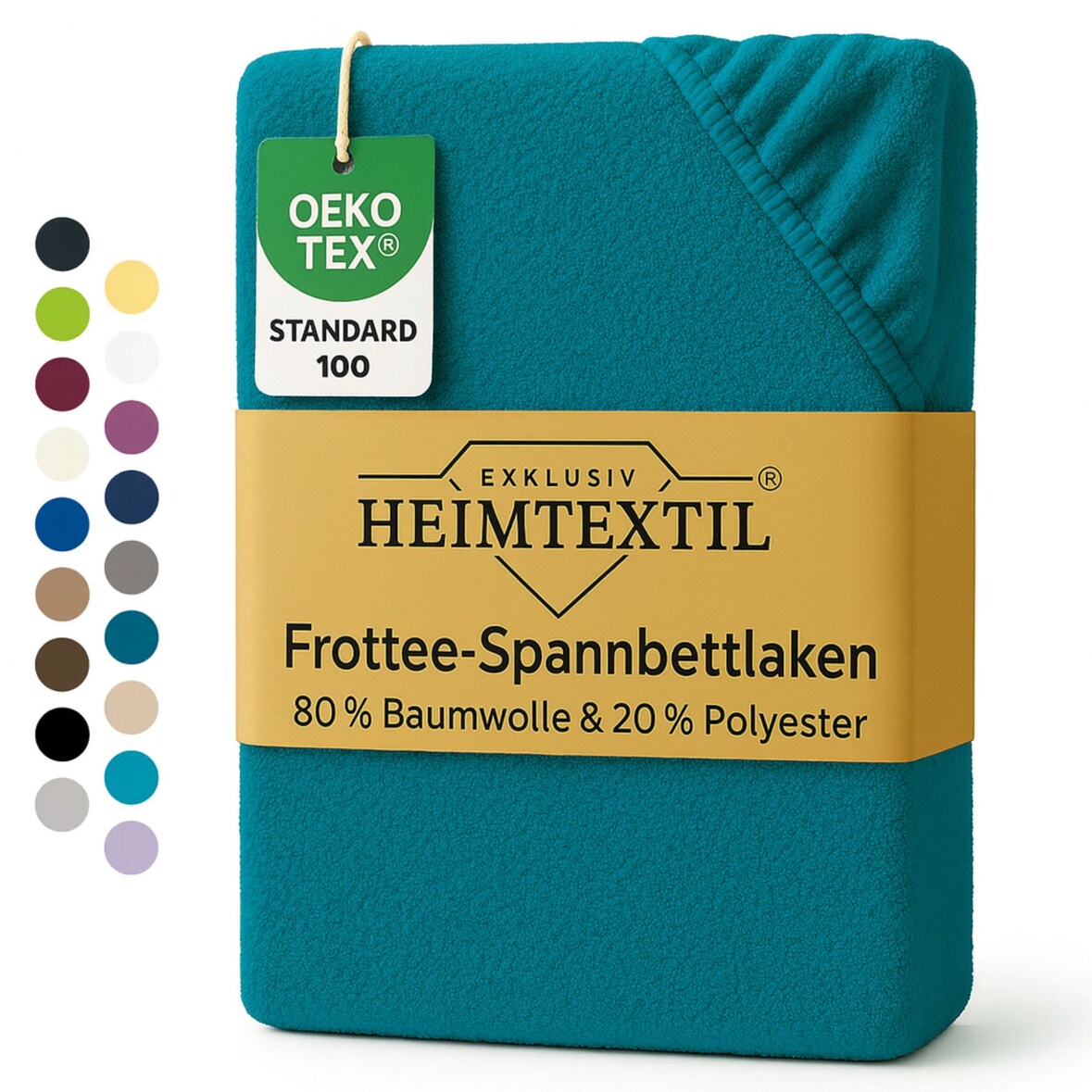EXKLUSIV HEIMTEXTIL Frottee Spannbettlaken Rundumgummizug Marke 120 x 200 cm Petrol 80% Baumwolle 20% Polyester  Öko - Tex Zertifiziert Bed-Sheet