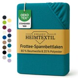 thumbnail of EXKLUSIV HEIMTEXTIL Frottee Spannbettlaken Rundumgummizug Marke 120 x 200 cm Petrol 80% Baumwolle 20% Polyester  Öko - Tex Zertifiziert Bed-Sheet
