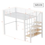thumbnail of Hochbett 140x200 Metall mit Treppe und Stauraum, robust, platzsparend, modernes Design, Bettgestell Weiß für Schlafzimmer, stabiler Bettrahmen