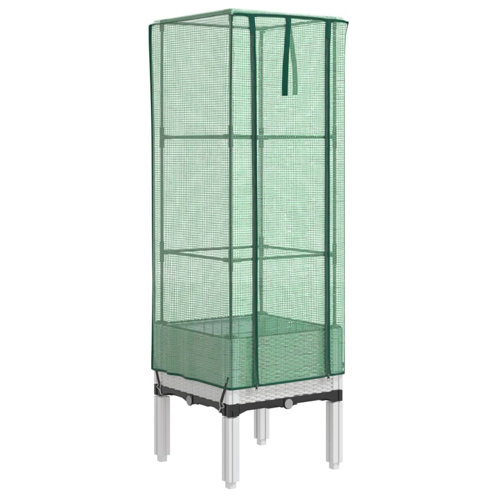 Helloshop26 - Aiuola rialzata/fioriera con copertura effetto rattan 40 x 40 x 140 cm bianco 02_0038778