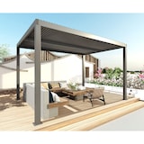 thumbnail of Pergola HWC-L46, Gartenpavillon Lamellen-Pavillon, 11cm-Aluminium-Gestell, Regenrinne sturmfest, 3x3m ~ anthrazit