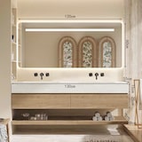 thumbnail of 【RW4822-130BKK】Waschbecken Doppelspüle Spüle mit zwei Becken Waschbecken Set Spüle ohne Armaturenloch Keramik mit LED-Spiegel, Ablageplatte, Schrank
