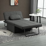 thumbnail of HOMCOM 3 en 1 Sofá Cama Individual Tapizado Lino Sillón Reclinable en 5 Posiciones Convertible Reposapiés con Reposacabezas Carga 200 kg 95x189x43 cm