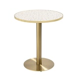 thumbnail of Runder Esstisch 60 cm mit terrazzo/goldener Platte und vergoldetem Fuß