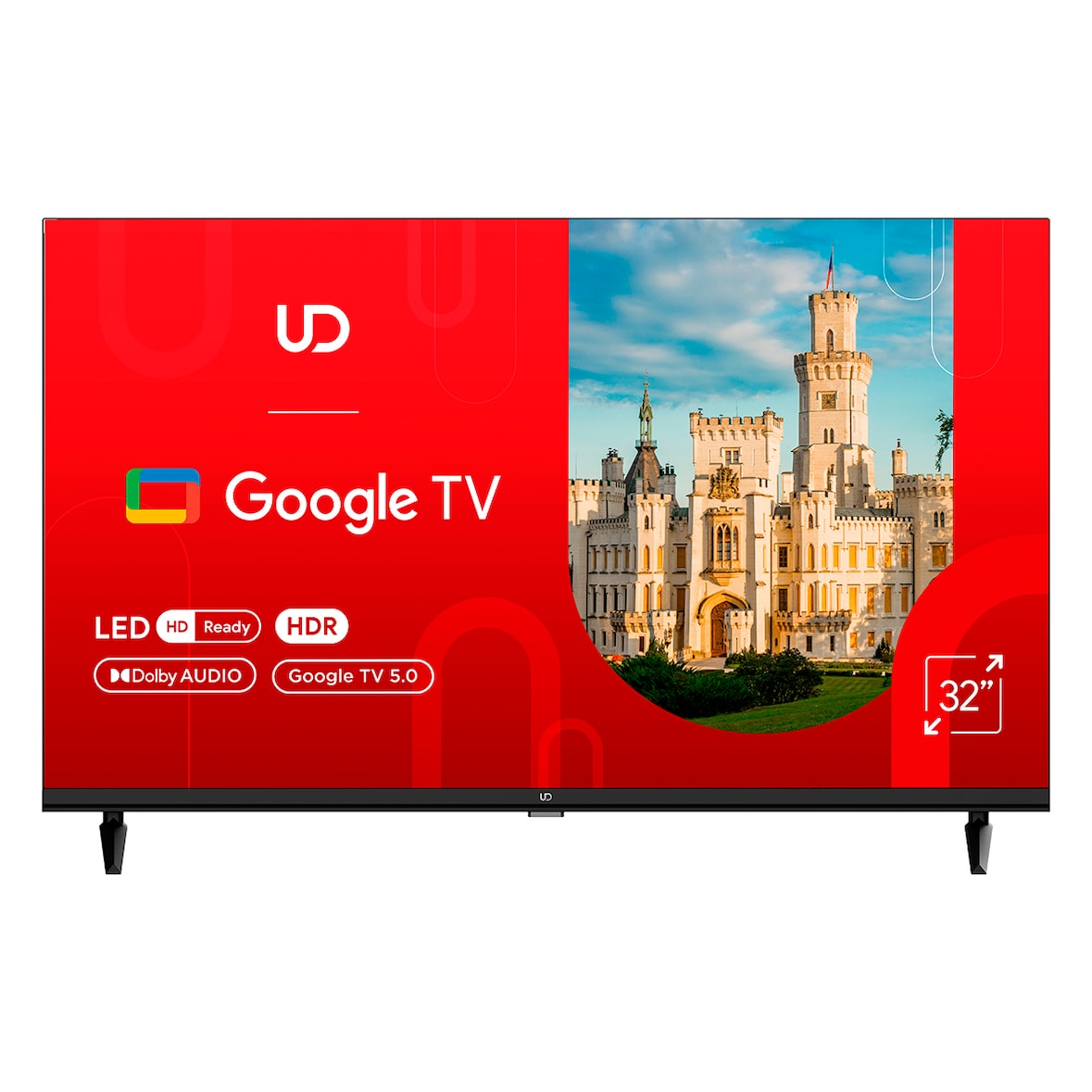 Televisor inteligente de 32" HD Ready LED, Google TV, Chromecast, comando por voz, Dolby Audio, Wi-Fi, Bluetooth 5.1, HDMI, USB, 32GHC5210S