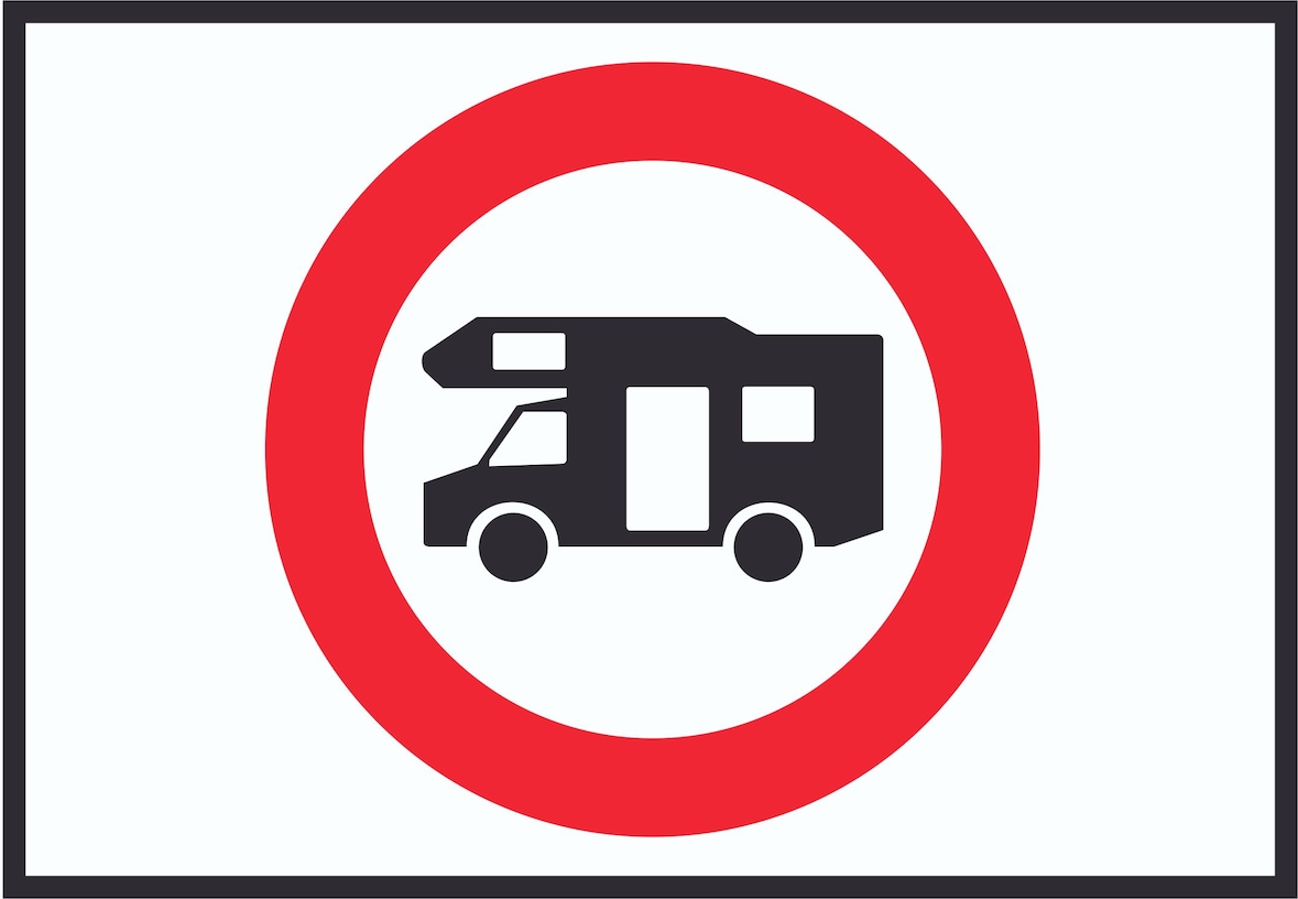 Wohnmobil Durchfahrt verboten Symbol Schild A6 Rückseite selbstklebend