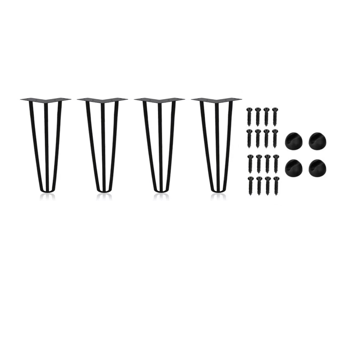 BERLINTABLES Gambe da tavolo Premium Set da 4 15 cm Nero Acciaio Massiccio|Struttura del tavolo Gambe a forcina 3 Montanti Piedini in metallo