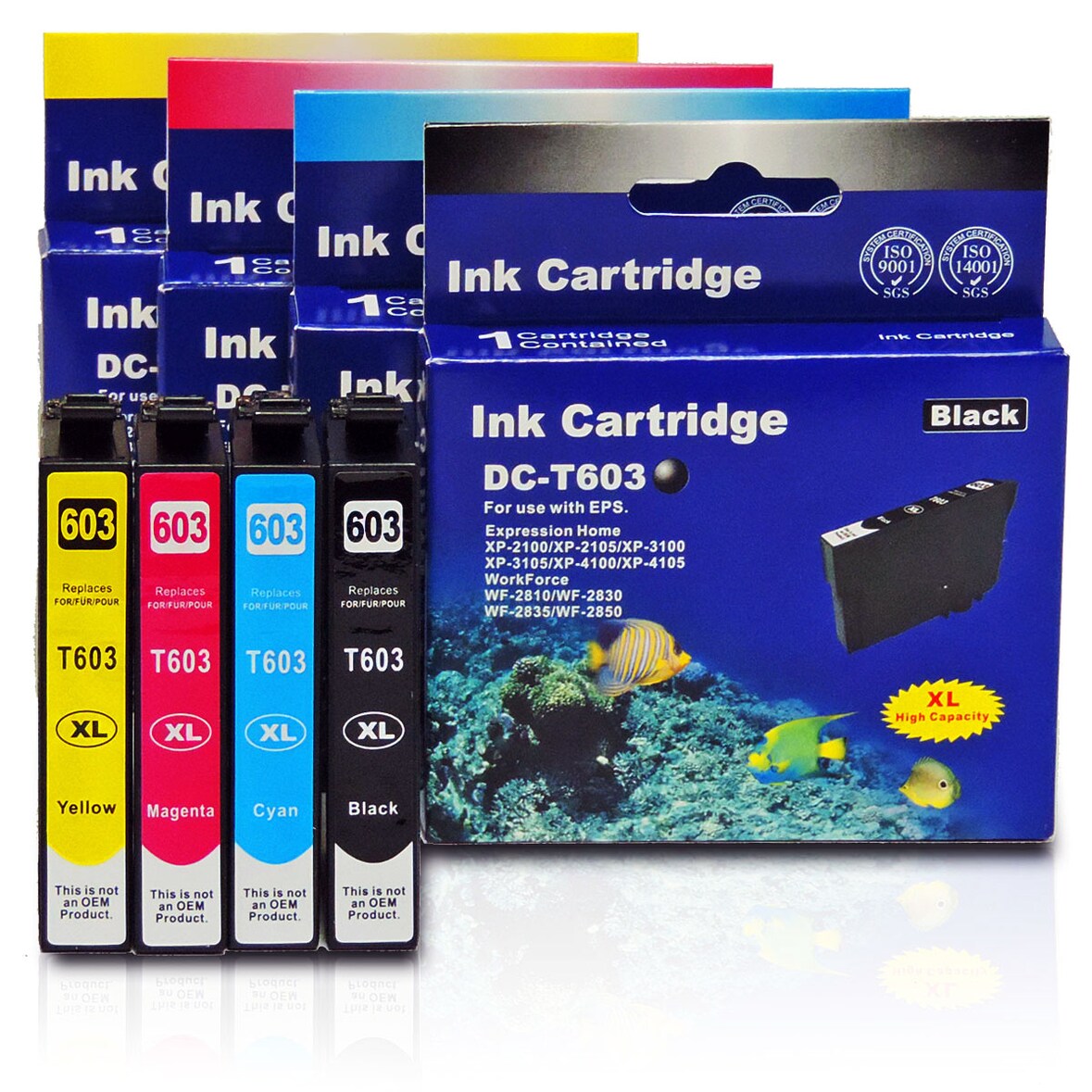 4er Set D&C Tinte für Epson WorkForce WF-2840 DWF Druckerpatronen kompatibel WF-2840DWF Drucker