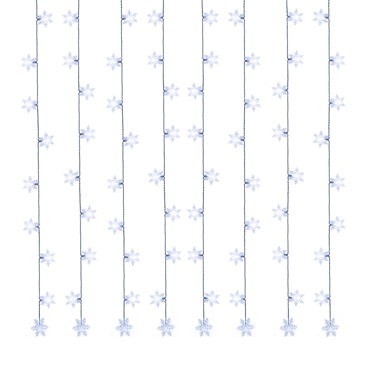 LED Lichtervorhang Schneeflocken 64 kaltweiße LED 1,2mx1m für Innen Weihnachten