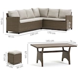 thumbnail of Set de comedor de exterior en polirratán con sofá esquinero de 7 plazas, 2 pufs y mesa 145x75 cm, diseño elegante para jardín y terraza - FIRENZE