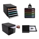 thumbnail of EXACOMPTA Cassettiera Big-Box Plus 3097298D, 5 cassetti, box polistirolo monoblocco, (PxlxAlt) 34,7x27,8x27,1 cm, gamma Iderama nero/arlecchino glossy