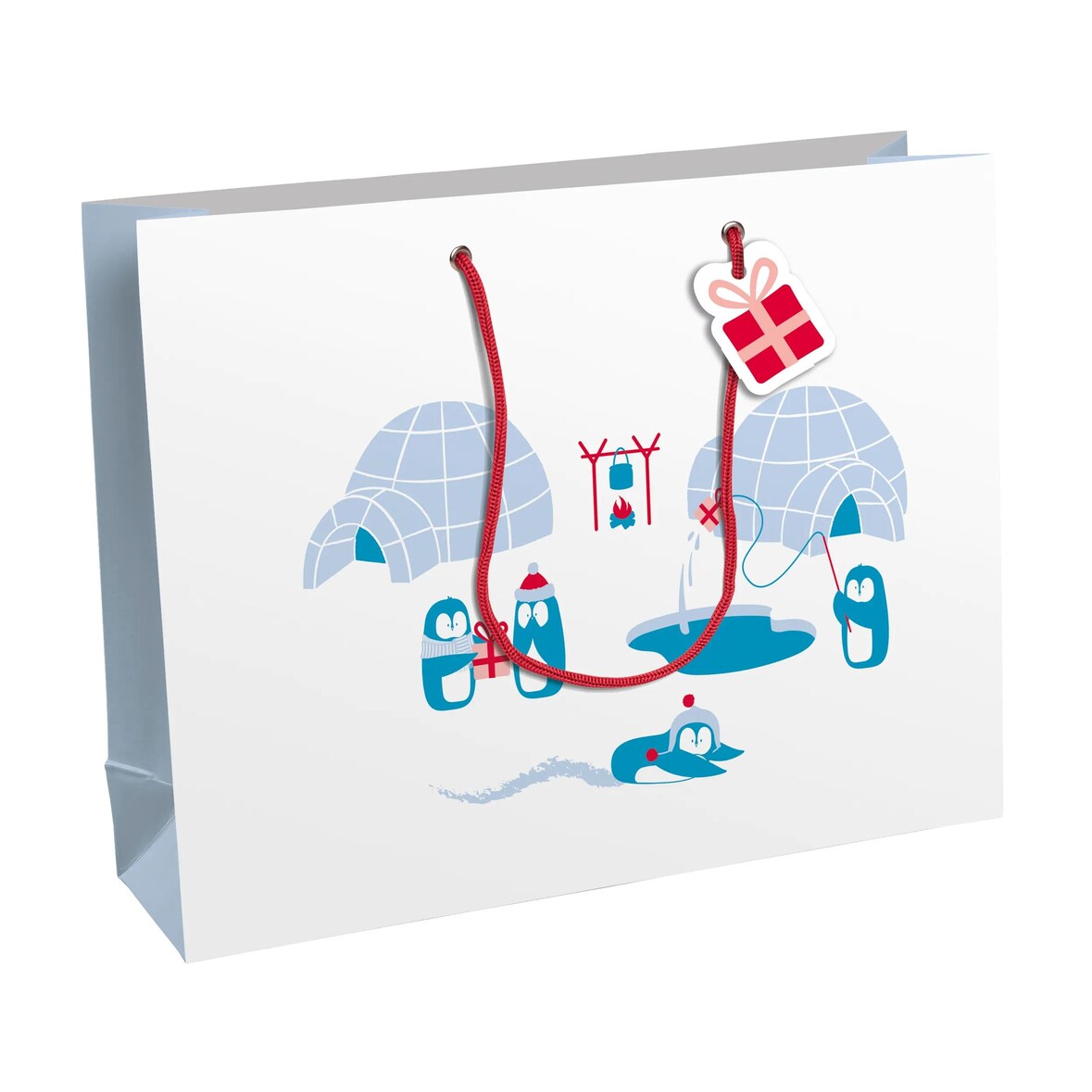 Clairefontaine 6x Geschenktasche Shopping, Pinguine, 37,3x11,8x27,5cm - Weiß X-30912-6C