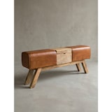 thumbnail of Retro Sitzbank, Echtes Leder, Holzbeine, 120 cm - Stilvoll & Komfortabel mit Stauraum. 120x29x53 cm | Kadima Design