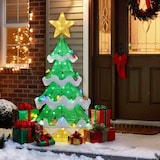 thumbnail of COSTWAY 130 cm beleuchtete Weihnachtsdekoration mit LED-Lichtern, Weihnachtsdekoration mit stern- und erdbeerförmigen Glühbirnen