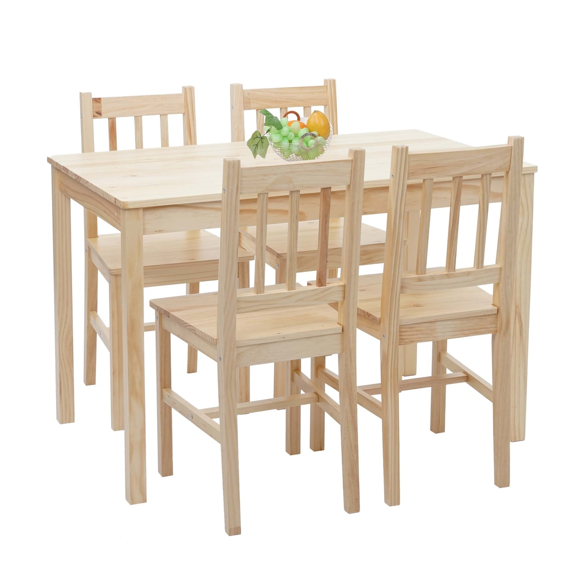 Décoshop26 -Essgruppe im rustikalen Stil aus massivem Kiefernholz bestehend aus Tisch und Stühlen 04_0003065