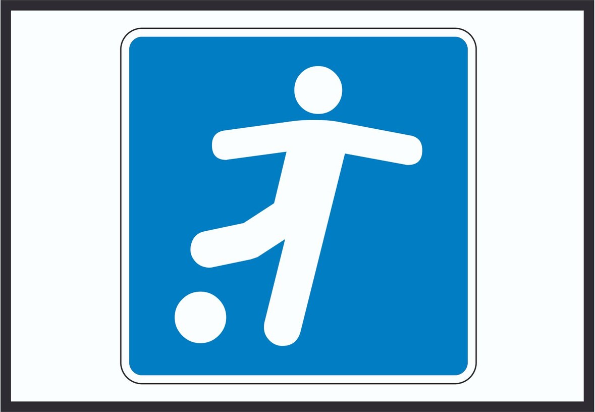Fußballplatz Schild mit Symbol A3 Rückseite selbstklebend