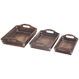 thumbnail of Set di 3 vassoi HWC-C50, vassoio da portata in legno vassoio da colazione vassoio decorativo, aspetto shabby vintage ~ marrone, shabby