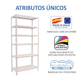 thumbnail of SimonRack Estanteria Metalica, 2500x900x400 mm, 6 Alturas, Bandeja Metal, 180 kg de Punto Flexión, Estanterias Almacenaje, Blanco - Simonclick