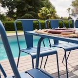 thumbnail of Ensemble table de terrasse et 8 chaises bistrot en acier bleu pacific - Oviala