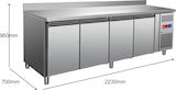 thumbnail of Gasfrit – Kühltheke für Unterbau, Wandmodell mit 4 Türen aus Edelstahl, Umluftkühlung, 2230 × 700 × 850 + 100 mm, hohe Qualität