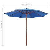 thumbnail of vidaXL Parasol met houten paal 300x258 cm blauw