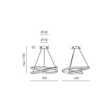 thumbnail of Diva - Luminária pendente LED regulável 39W - Design moderno em alumínio titânio, luz quente 3000K, anéis entrelaçados d.50cm