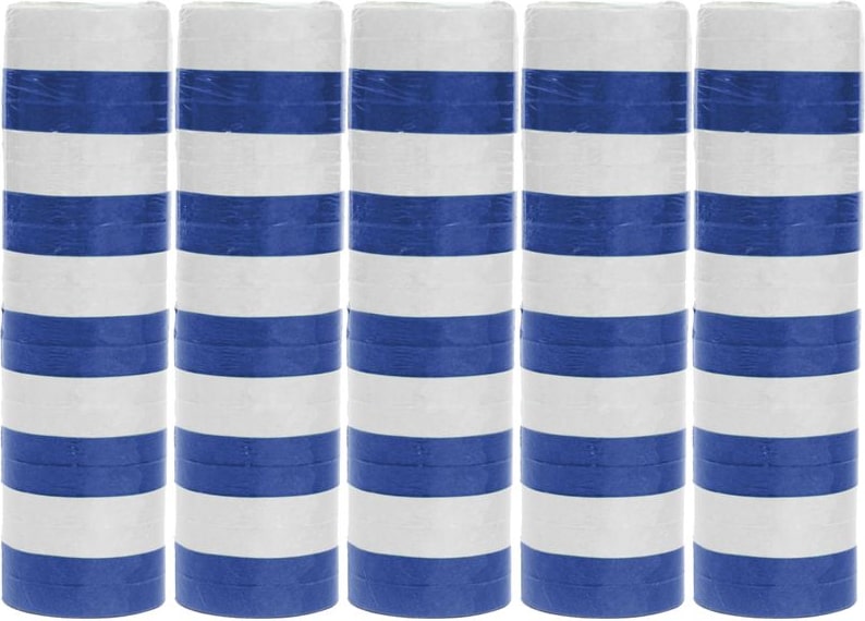 5 Rollen Papier Luftschlangen blau weiß | schwer entflammbar