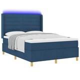 thumbnail of vidaXL Boxspringbett mit Matratze mit Kopfteil Blau 140 x 190 cm Stoff